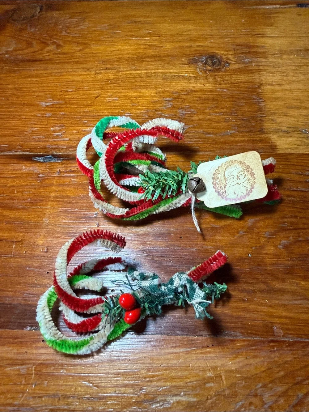🎄 2 Holiday Chenille Pipe Cleaner Candy Cane Bundle in Red, Green & White